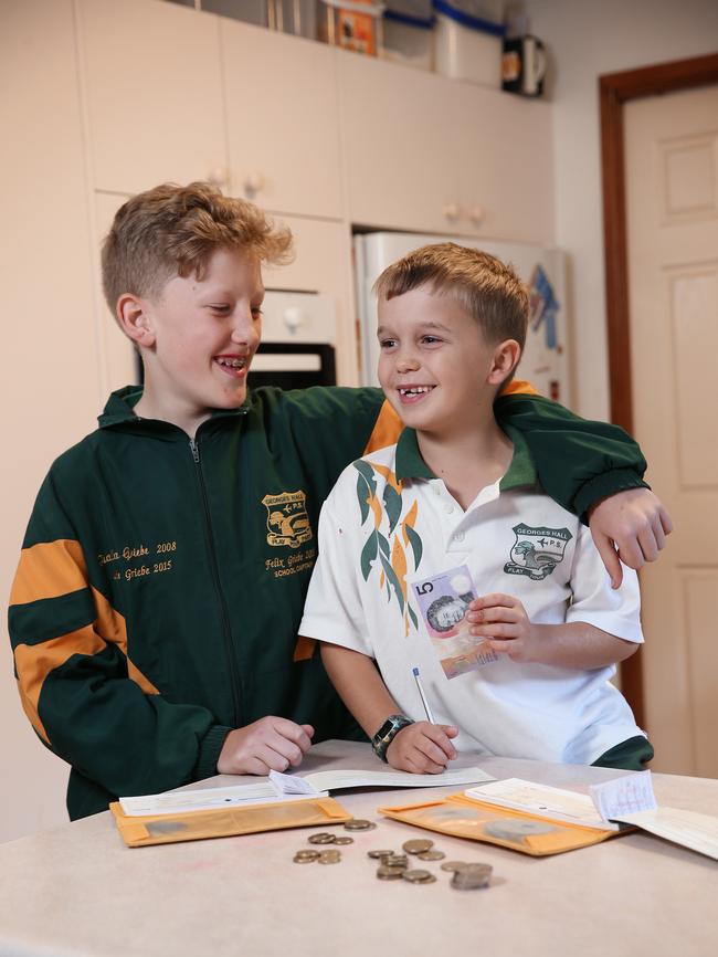 Hugh and Felix will be disappointed to hear banks could be banned from schools. Picture: Sam Ruttyn