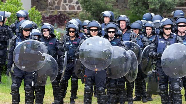 There was a heavy police presence in St Kilda. Picture: Sarah Matray