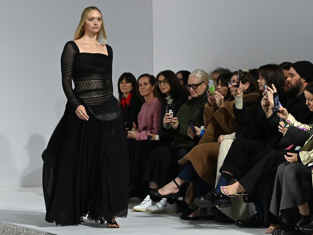 Gemma Ward made a rare appearance on the runway during the Christopher Esber show. Picture: Stefan Gosatti/Getty Images