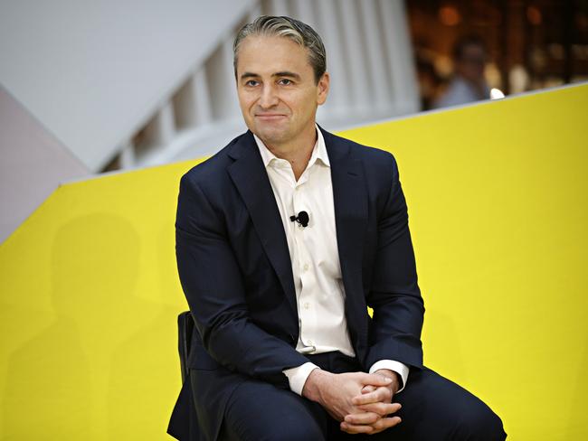 CBA CEO Matt Comyn speaking to the media at Commonwealth Bankâs the Foundry in Eveleigh during a CBA Tech Briefing on the 28th of January. Picture: Adam Yip