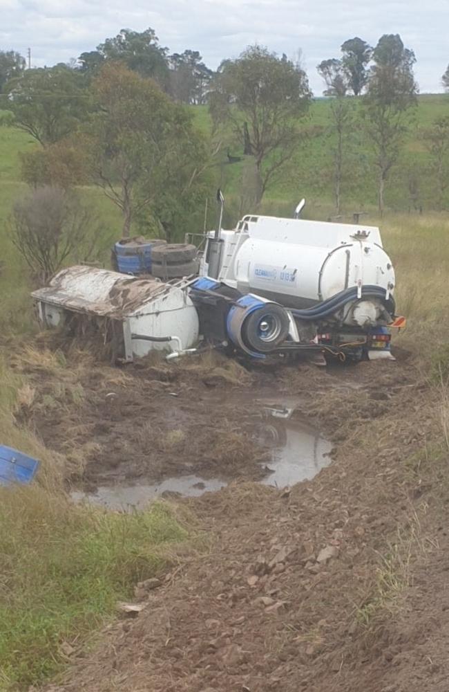 Hazmat teams have sprung into action after a truck crash osaw thousands of litres of raw sewage spilling out onto the roadside near Cobargo.