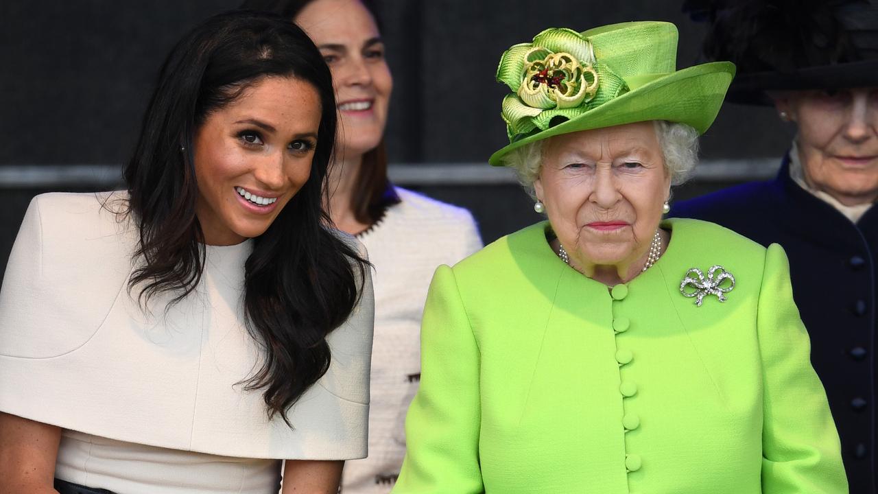 Meghan Markle with the Queen during a ceremony to open the new Mersey Gateway Bridge on June 14, 2018. Picture: Jeff J Mitchell/Getty Images.