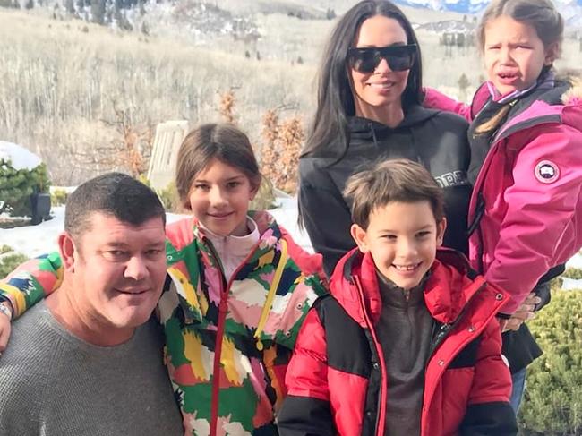 December 2017: 'Best Christmas ever': James Packer spent Christmas in Aspen with ex-wife Erica and their three kids Indigo, 9, Jackson, 7 and Emmanuelle, 5.