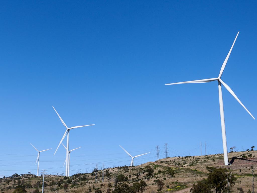 A wind farm in the South Burnett district of Queensland. Picture: AAP Image/Russell Freeman