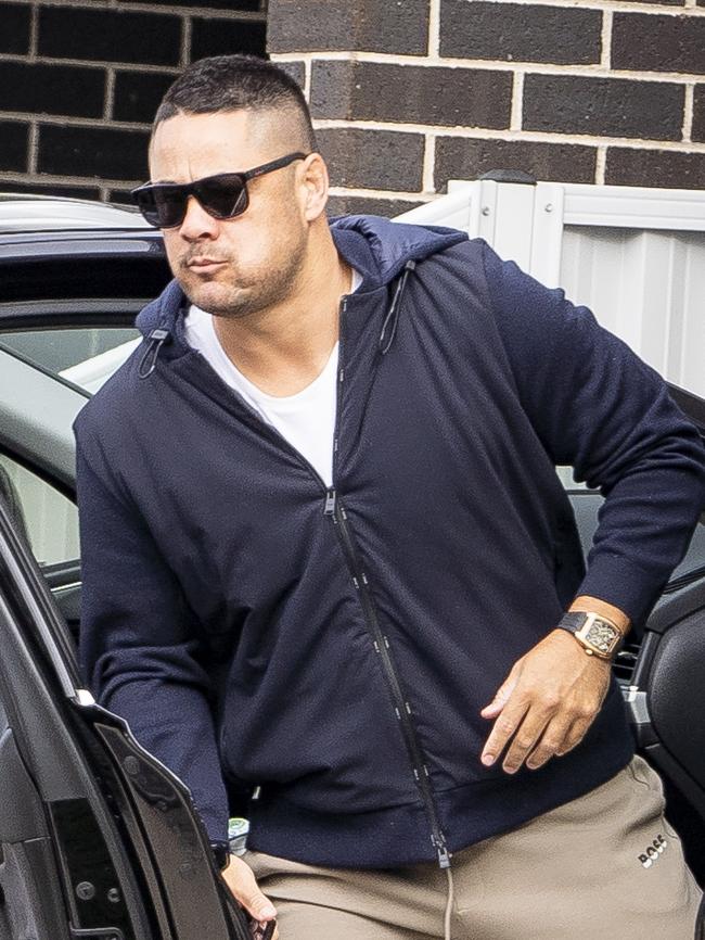 Jarryd Hayne outside his Merryland house. Picture: Thomas Parrish