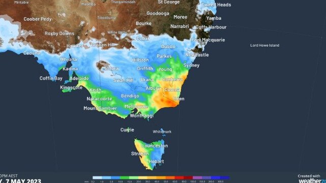 The rainfall could be heavy, particularly on the south east coast. Picture: WeatherZone.