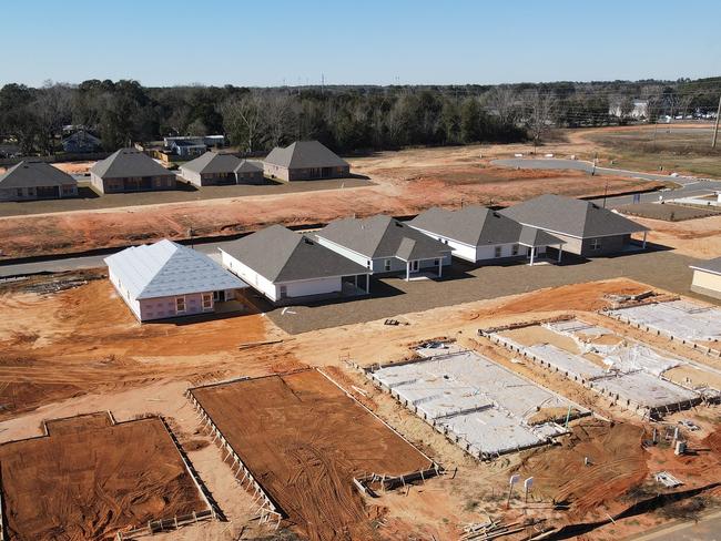 Aerial drone picture of construction housing complex