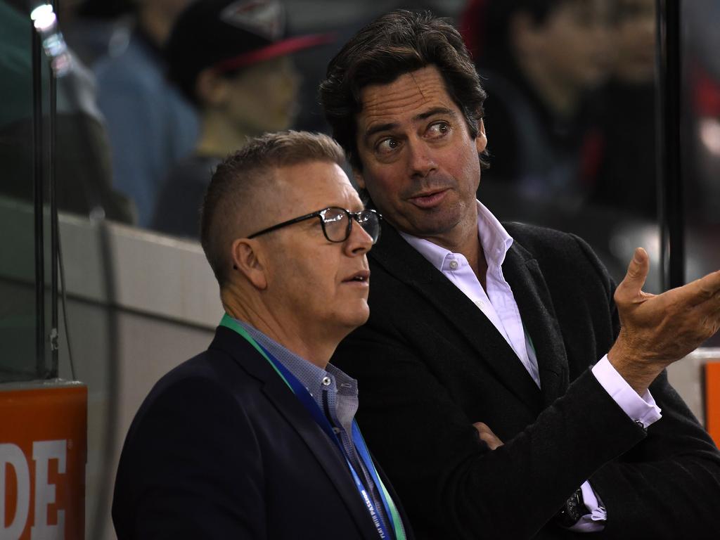 AFL football operations boss Steve Hocking with AFL CEO Gillon McLachlan.