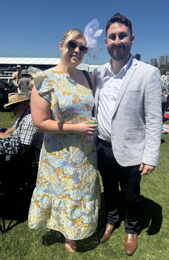 Michaela Collins and Alexander Cook at the Melbourne Cup at Flemington Racecourse on November 5, 2024. Picture: Phillippa Butt