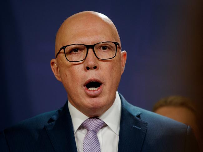 SYDNEY, AUSTRALIA - NewsWire Photos JUNE 19, 2024: Federal Opposition leader Peter Dutton during a joint press conference with Angus Taylor, Susan Ley, David Littleproud and Ted OÃBrien on Wednesday. Picture: NewsWire / Nikki Short