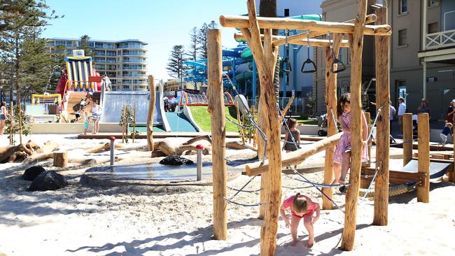 This playground at Moseley Square in Glenelg opened on the former site of Scampi’s Restaurant. Picture: Stephen Laffer