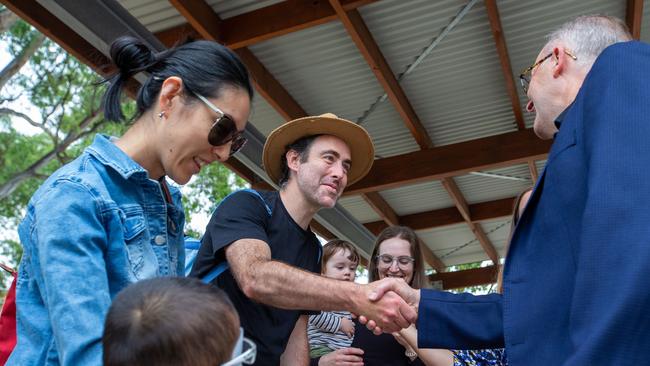 The photo op was intended to promote the federal government’s cheaper child care policy. Picture: NCA NewsWire / Valeriu Campan