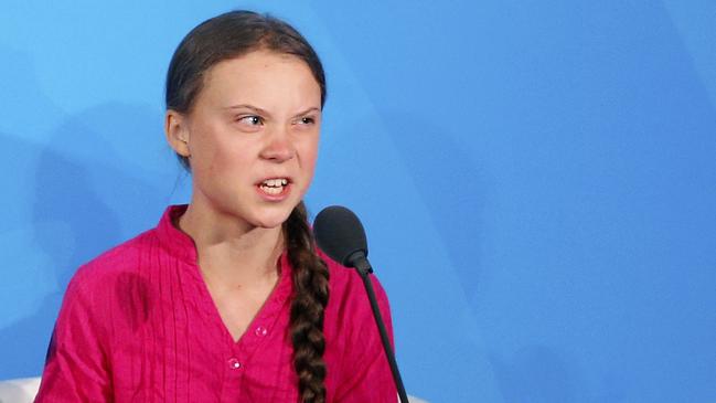 Environmental activist Greta Thunberg, of Sweden, addresses the Climate Action Summit in the United Nations General Assembly. Picture: AP Photo/Jason DeCrow