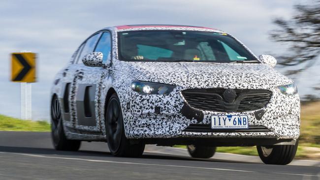 A camouflaged version of the 2018 Holden Commodore during testing on Australian roads before it arrives in showrooms. Picture: Supplied.