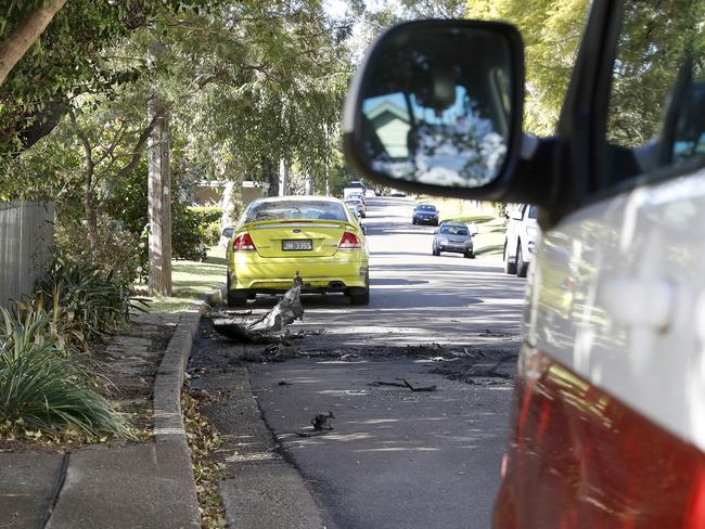 The car used in the shooting was found torched on Fleming Street in Northwood. Pic: Toby Zerna