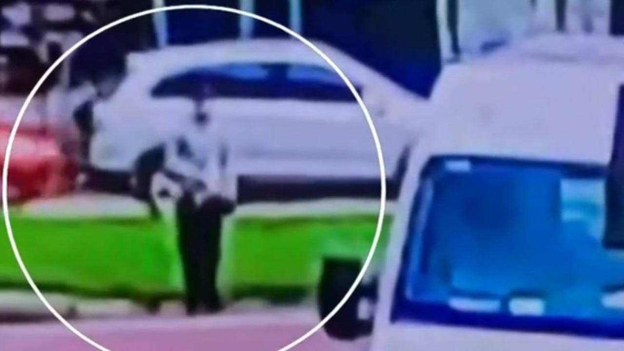 A person was captured on CCTV standing near the car when it pulled over. Picture: 9 News