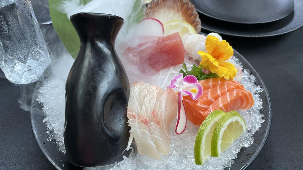 An iridescent sashimi platter.