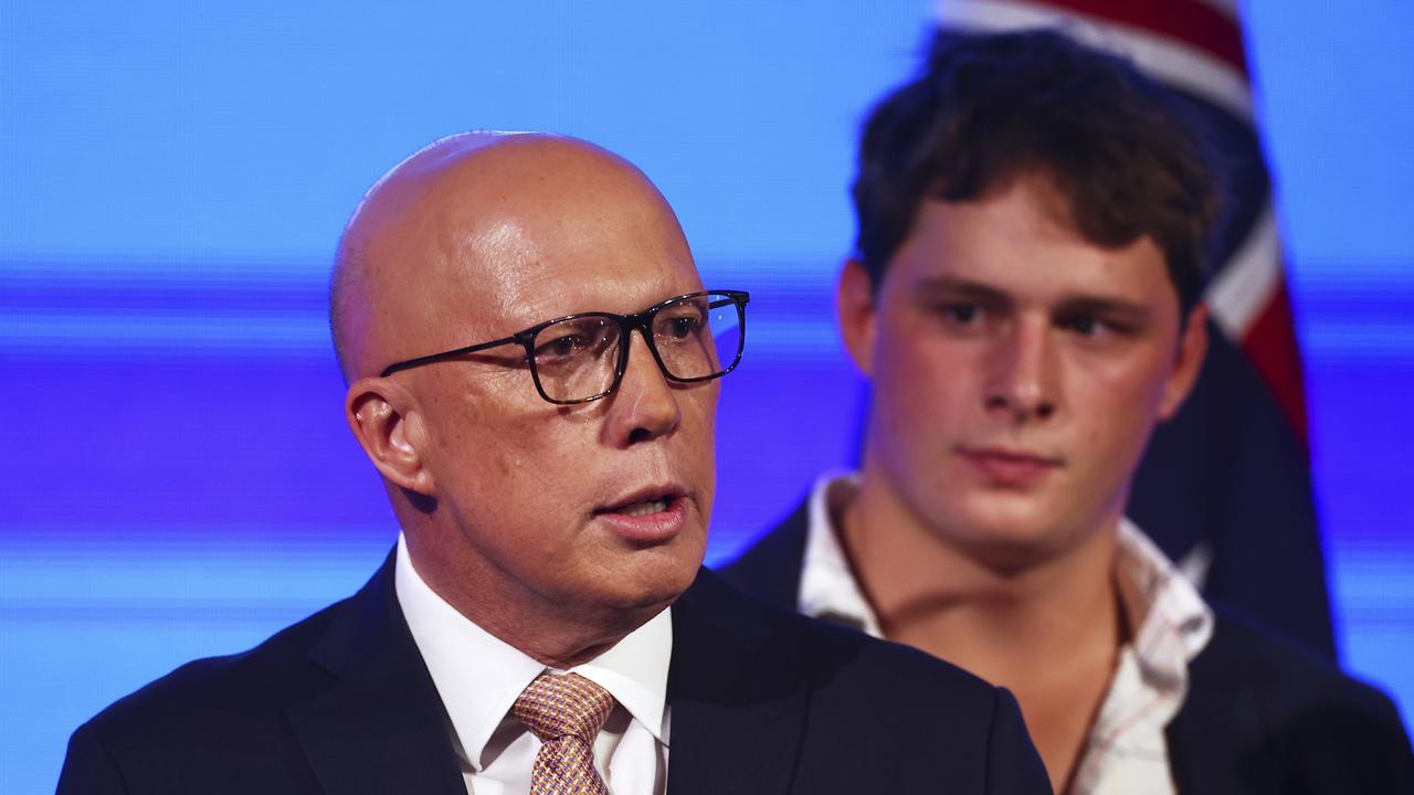 Peter Dutton makes his concession speech following the election whitewash. Picture: AP Photo/Pat Hoelscher