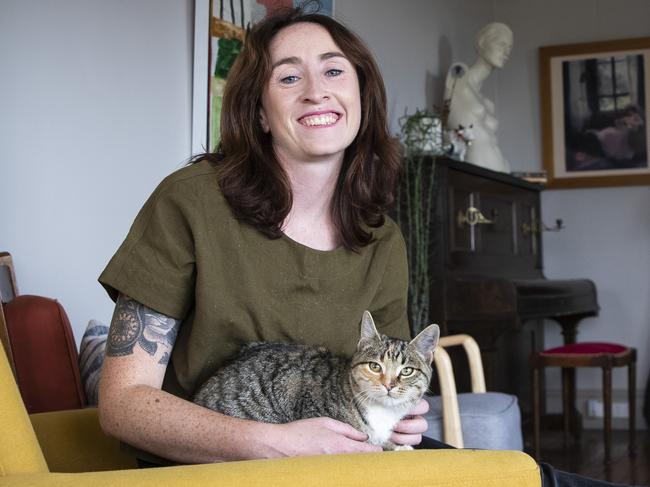 Natash Wardale with her foster cat 