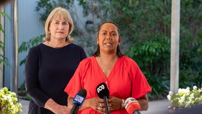 Chief Minister Eva Lawler and Minister Selena Uibo announce a $2.2bn budget for health in the 2024 NT Budget at the Palmerston Regional Hospital. Picture: Pema Tamang Pakhrin