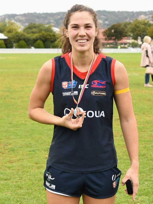 Norwood SANFLW player Najwa Allen after winning the inaugural Ellen Maple medal. Picture: Peter Swan