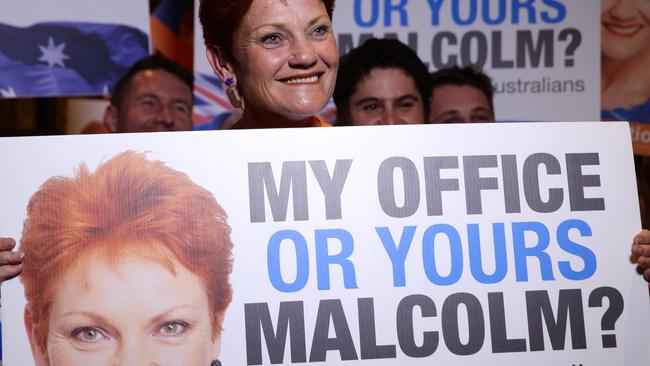 Senate hopeful Pauline Hanson at her post election party in Queensland. Photographer: Liam Kidston