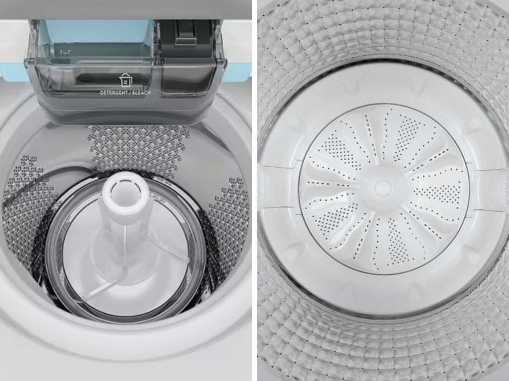 Is it better to go with a washing machine with an agitator (left) or impeller (right? Pictures: Westinghouse and Haier.