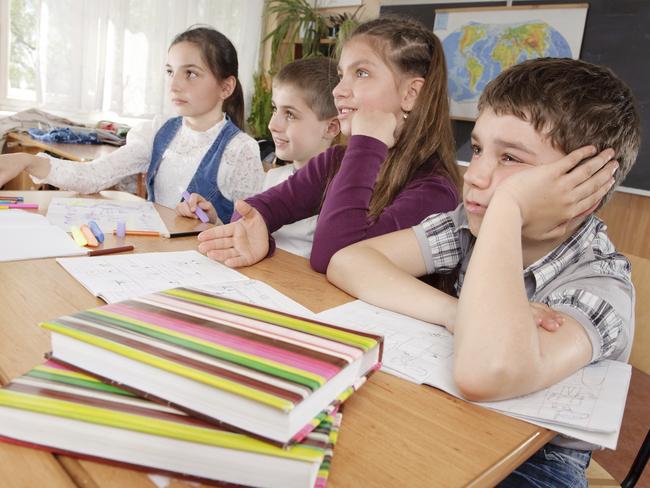 Schoolchildren at classroom during a lesson