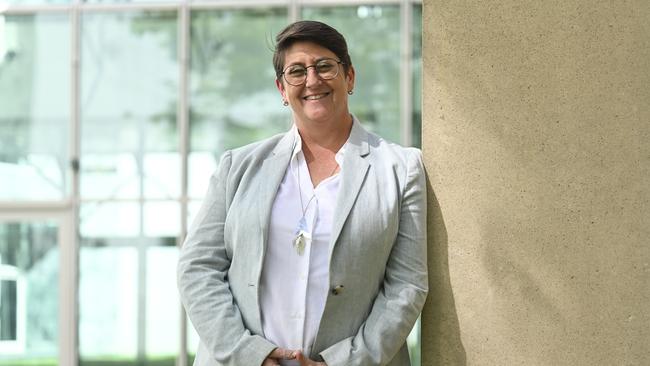Sacked Christian school lecturer Karen Pack, at Parliament House in Canberra, says that ‘as a gay Christian woman, I can’t keep setting my faith and my sexuality against each other’. Picture: NCA NewsWire / Martin Ollman
