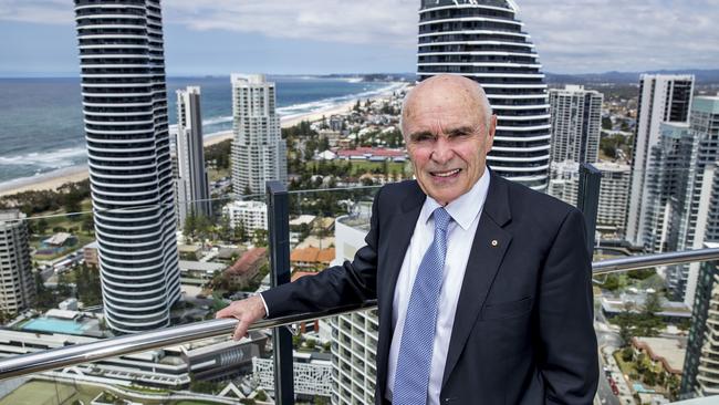 Businessman Paul Little looking over Broadbeach from the roof of the Wave building, Broadbeach. Picture: Jerad Williams