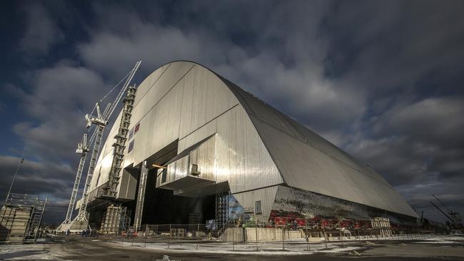 Chernobyl's billion-euro New Safe Confinement is a giant arch shielding radioactive waste from the destroyed reactor. Picture: AFP