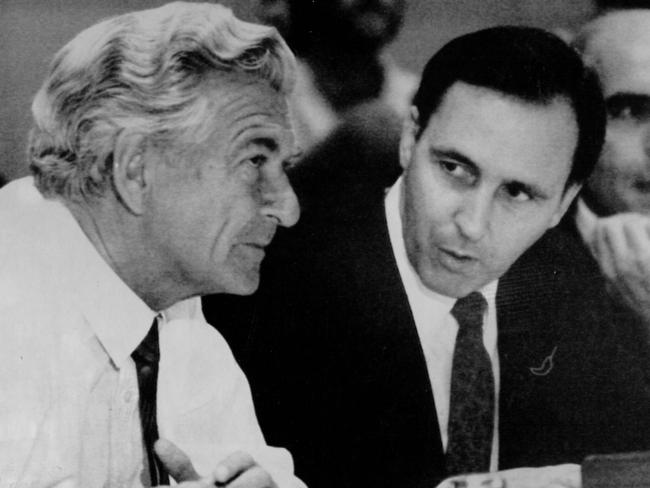 In later years, Bob Hawke spoke of his famous rivalry with Paul Keating, saying he wanted the public to “look at the positives”. Picture: Alan Porritt