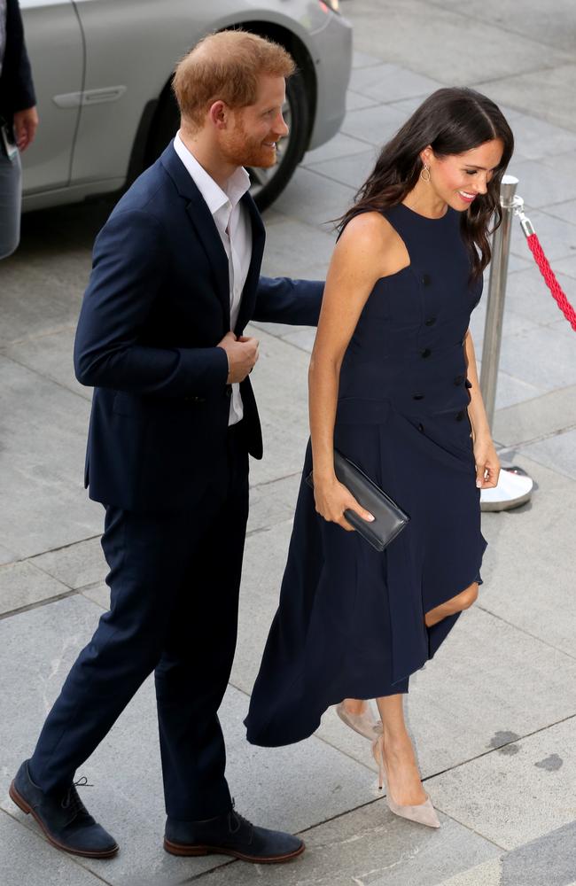 The couple were greeted by hordes of wellwishers outside. Picture: Nathan Edwards