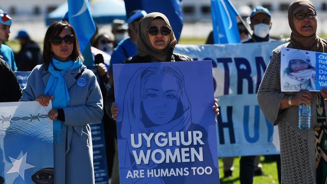 Protestors attend a rally for the Uyghur community at Parliament House earlier this month. Picture: Sam Mooy/Getty Images