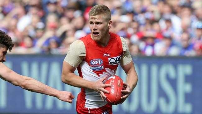 Dan Hannebery finished second in the Swans’ B&amp;F. .Picture: Michael Klein