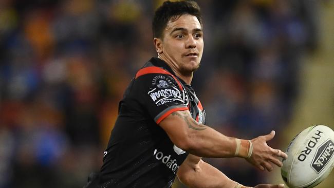 Ex-Bronco Kodi Nikorima, in action for the Warriors, has disappeared from Red Hill forever. Picture: Ian Hitchcock/Getty Images