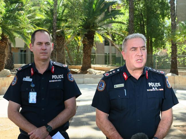 ALICE SPRINGS, MONDAY JULY 7, 2024: Police Commissioner Michael Murphy speaking at a press conference in Alice Springs, where he issued a Public Disorder Declaration in the Northern Territory town after violent community unrest. Photos: Gera Kazakov