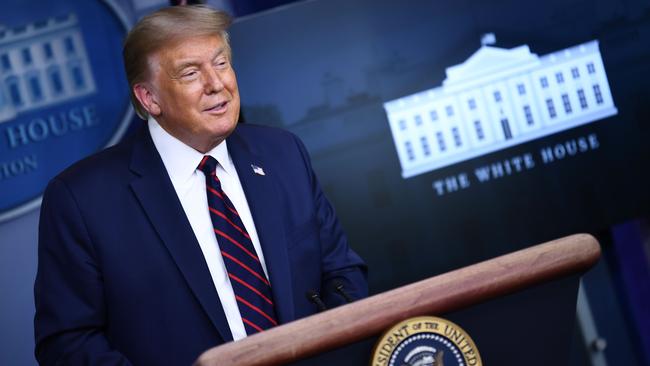 US President Donald Trump speaks to the press in the White House on Wednesday. Picture: AFP