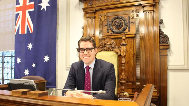Cr Ryan Murphy is the first male to chair a council meeting since 2008. Picture: Brisbane City Council.