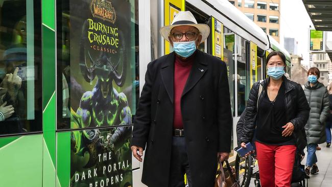 Masks remain mandatory on Victorian public transport. Picture: Ian Currie