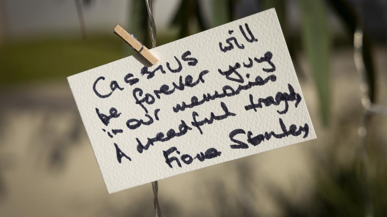 A note left at the Perth vigil for Cassius Turvey. Picture: Matt Jelonek / Getty Images