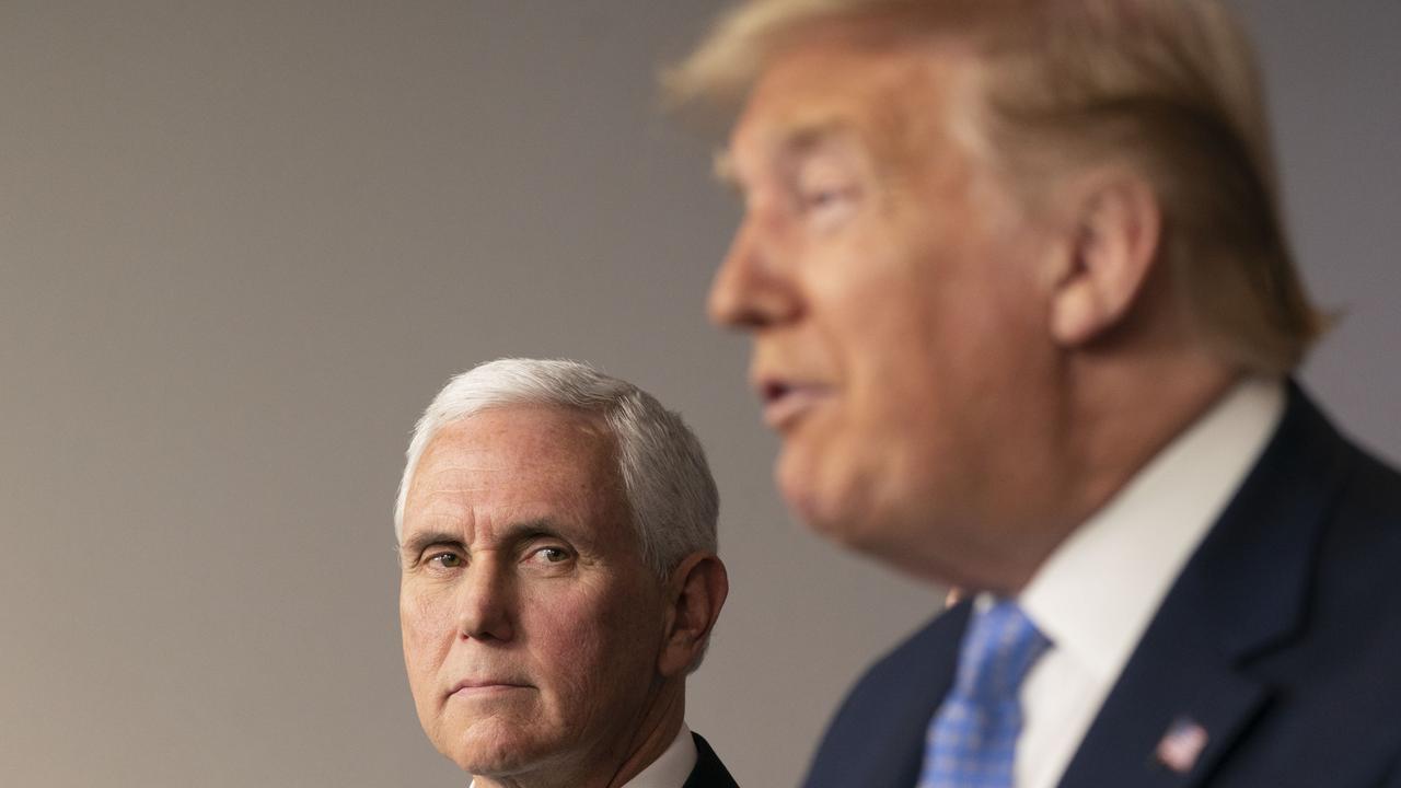 Trump is pressuring Vice President Mike Pence (above with the president last year) to declare the votes fraudulent. Picture: Chris Kleponis/Getty Images