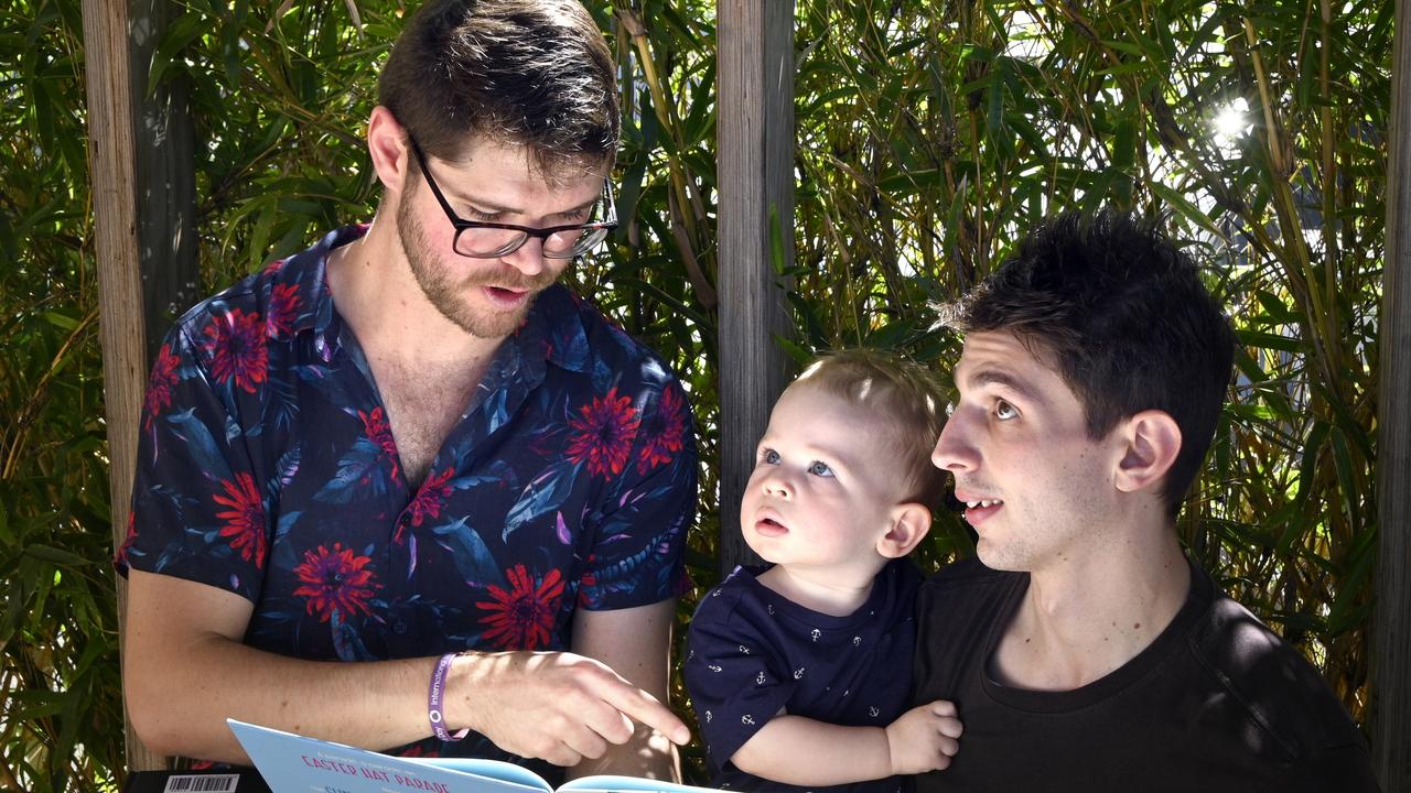 Children's author, Rory Hammersley-Mather (left) booking signing at Walton Stores with Boston and Sam Stephens.