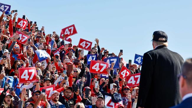 Donald Trump arrives to a campaign rally at Albuquerque International Sunport in Albuquerque, New Mexico.