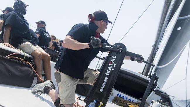 Sailors aboard the Sydney to Hobart entry Naval Group. Pic: Andrea Francolini.