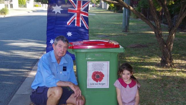 ANZAC DAY: Six-year-old Grace Saunderson is proud of her grandfather for his time as a soldier. Photo: Contributed