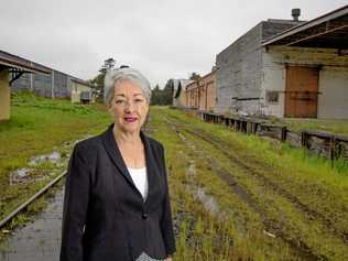 Southern Downs Regional Council mayor Tracy Dobie at the rail tracks at Thulimbah. Cr Dobie wants the proposed inland rail route to be reconsidered. Picture: Liana Turner