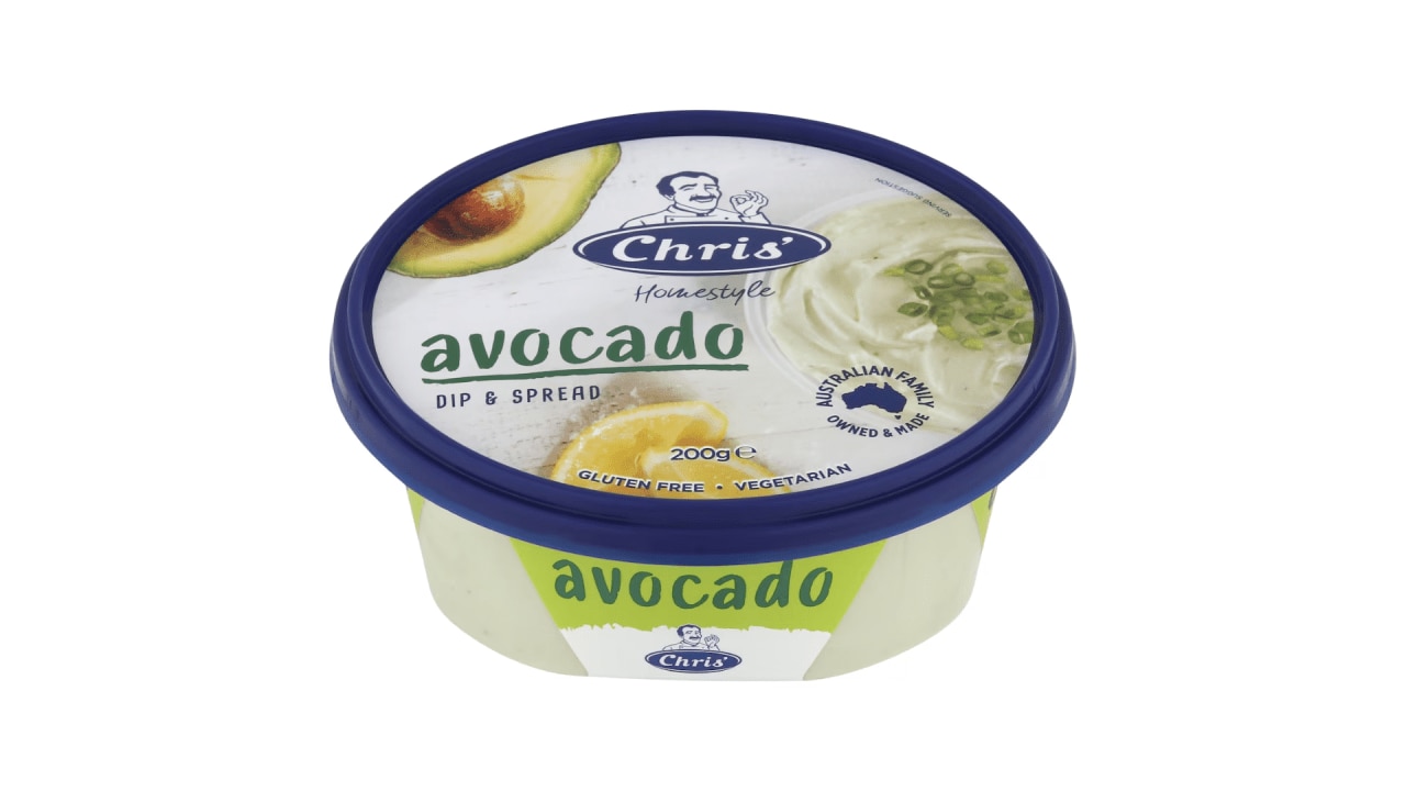 <h3><a href="https://www.woolworths.com.au/shop/productdetails/13916/chris-dips-avocado" target="_blank" rel="noopener">Chris&rsquo; Dips Avocado</a></h3><p>$4.50</p><p><span>984kJ / 235cal</span></p><p><span>22.1g fat</span></p><p><span>With just 11 per cent avocado and a cream cheese base, you are much better to mash your own avo and make a wholefood dip that opt for this processed option. </span></p>