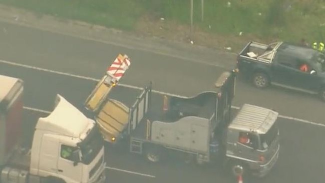 Traffic banked up on the Hume Highway at the time. Picture: 9 NEWS