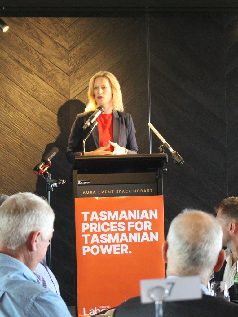 Labor leader Rebecca White delivers a speech on energy policy to business and industry chiefs, energy stakeholders, unions, and community service sector representatives. Picture: Supplied
